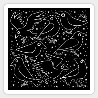 Cute black cartoon crows illustration Sticker